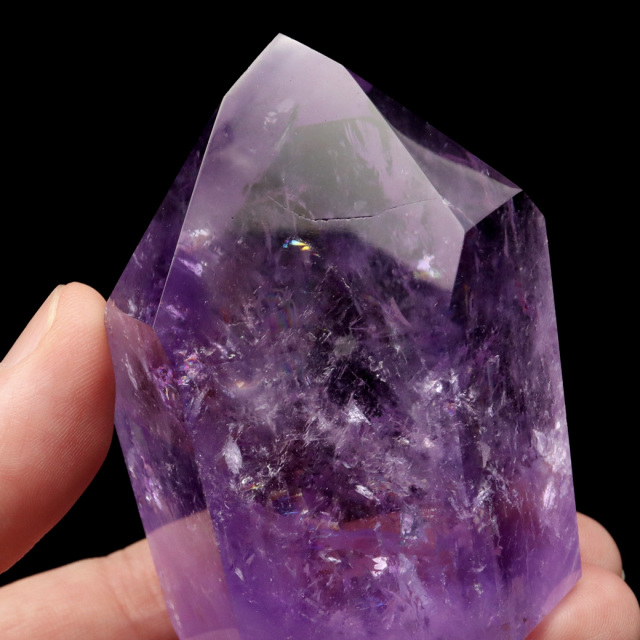 アメジスト 六角柱 ポイント 1点もの ボリビア産 AAA 虹入り レインボー 紫水晶 原石 置き物 浄化 2月 誕生石 卓上サイズ Amethyst