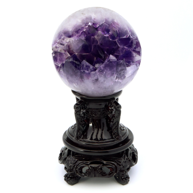 虹入り 台座付き 高品質 ウルグアイ産 アメジスト 丸玉