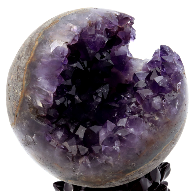 アメジスト 笑口 丸玉 台座付き ジオード 1点もの 天然石 紫水晶 パワーストーン ウルグアイ産
