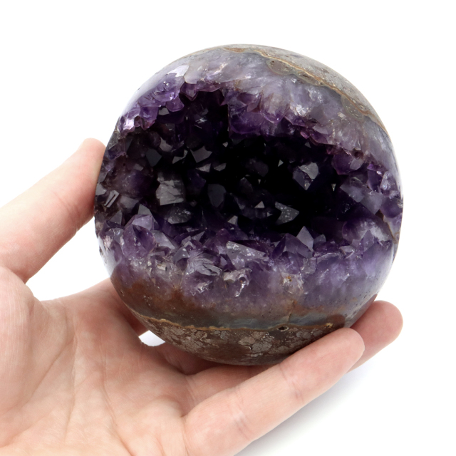 アメジスト 笑口 丸玉 台座付き ジオード 1点もの 天然石 紫水晶 パワーストーン ウルグアイ産