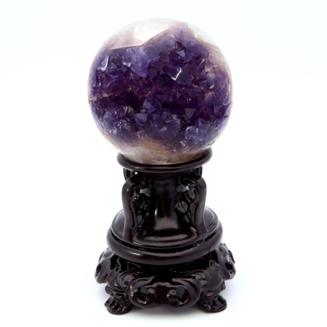 アメジスト 笑口 丸玉 直径46mm 126g 台座付き ジオード 1点もの