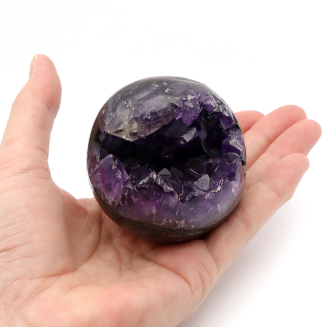 アメジスト 笑口 丸玉 台座付き ジオード 1点もの 天然石 紫水晶 笑い口 2月 誕生石 原石 置物 縁起物 開運 パワーストーン