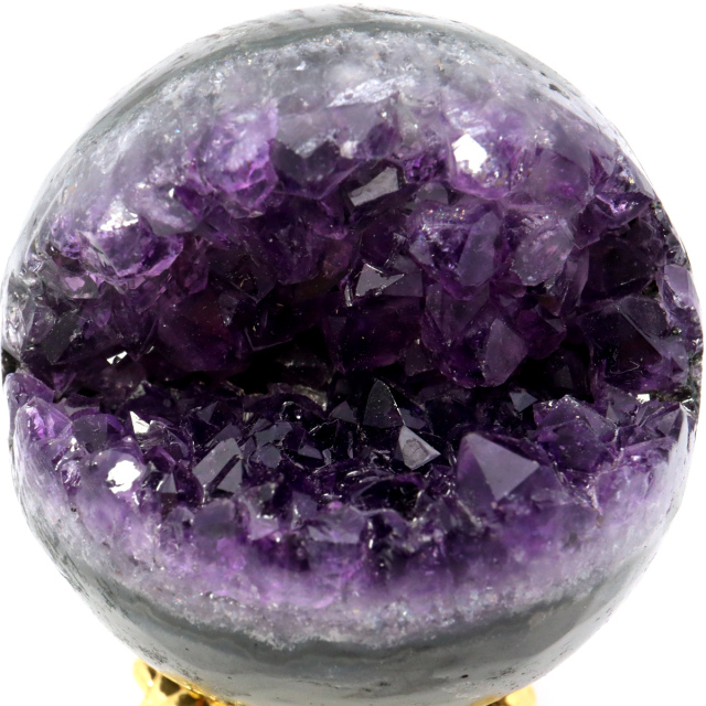 アメジスト 笑口 丸玉 台座付き ジオード 1点もの 天然石 紫水晶 笑い口 2月 誕生石 原石 置物 縁起物 開運