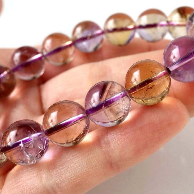 アメトリン ブレスレット 12.5mm ボリビア産 バイカラー 天然石 1点もの