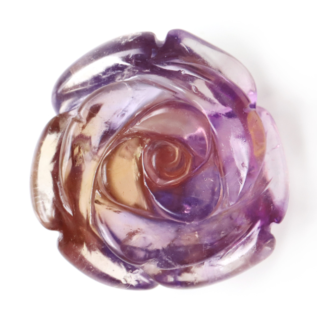 アメトリン 薔薇 彫り 置き物 ボリビア産 オブジェ 紫色の発色強め 天然石 パワーストーン