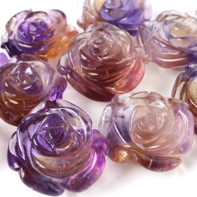 アメトリン 薔薇 彫り 置き物 ボリビア産 オブジェ 紫色の発色強め 天然石 パワーストーン