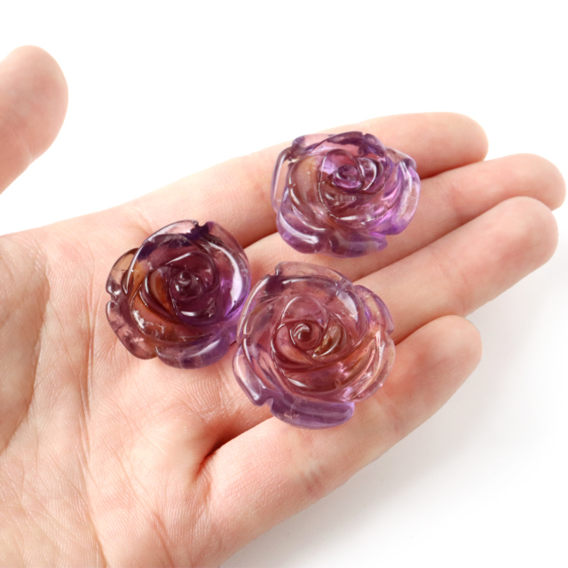アメトリン 薔薇 彫り 置き物 ボリビア産 オブジェ 紫色の発色強め 天然石 パワーストーン