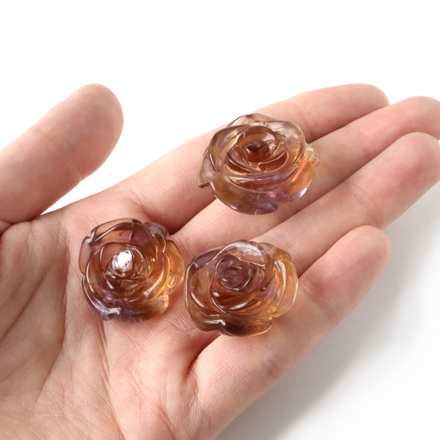 アメトリン 薔薇 彫り 置き物 ボリビア産 オブジェ 黄色の発色強め 天然石 パワーストーン