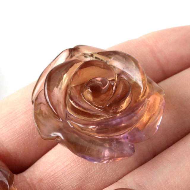 アメトリン 薔薇 彫り 置き物 ボリビア産 オブジェ 黄色の発色強め 天然石 パワーストーン