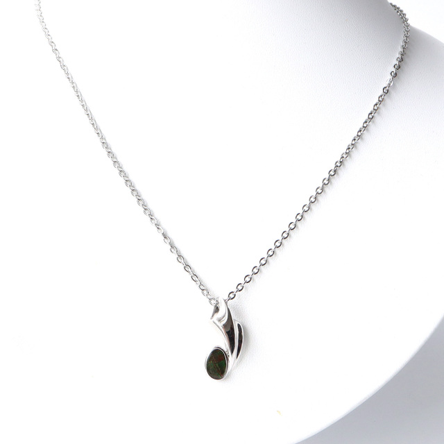アンモライト ネックレス 天然石 ペンダント Silver925 生物起源の宝石 カナダ産