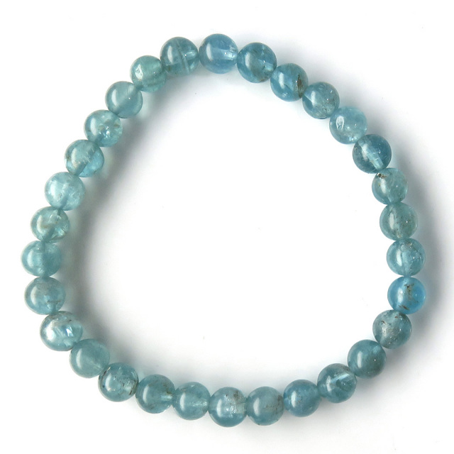 ブルーグリーン アパタイト ブレスレット6mm ブラジル産 天然石 1点物