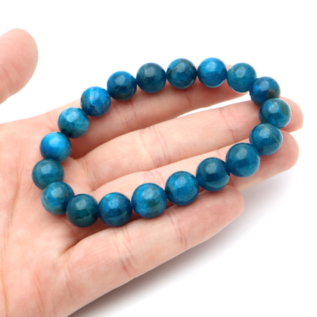 ブルー アパタイト ブレスレット ブラジル産 天然石 1点物 パワーストーン apatite