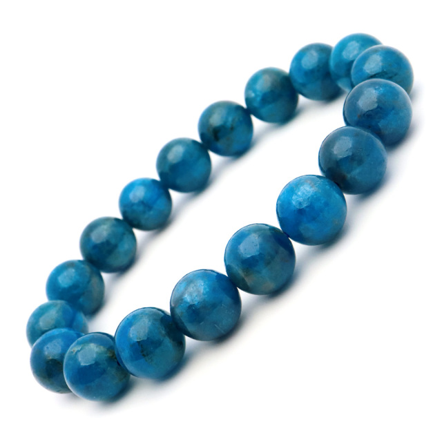 ブルー アパタイト ブレスレット ブラジル産 天然石 1点物 パワーストーン apatite