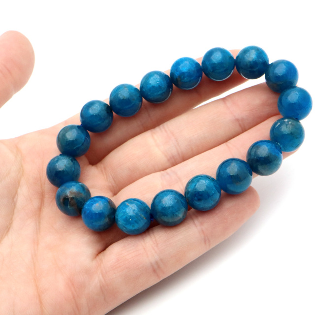 ブルー アパタイト ブレスレット ブラジル産 天然石 1点物 パワーストーン apatite
