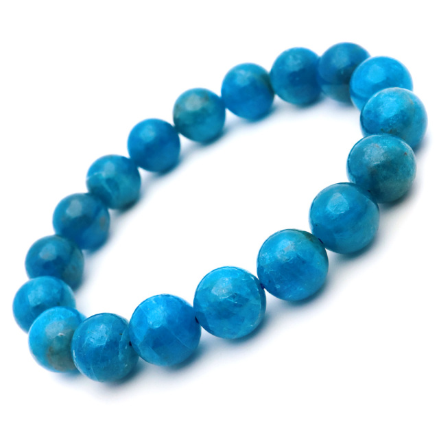 ブルー アパタイト ブレスレット ブラジル産 天然石 1点物 パワーストーン apatite