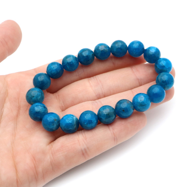 ブルー アパタイト ブレスレット ブラジル産 天然石 1点物 パワーストーン apatite