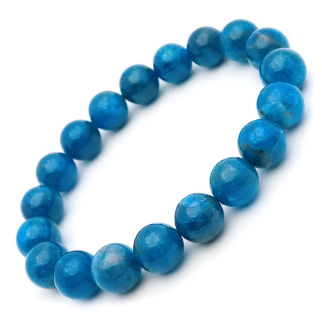 ブルー アパタイト ブレスレット ブラジル産 天然石 1点物 パワーストーン apatite