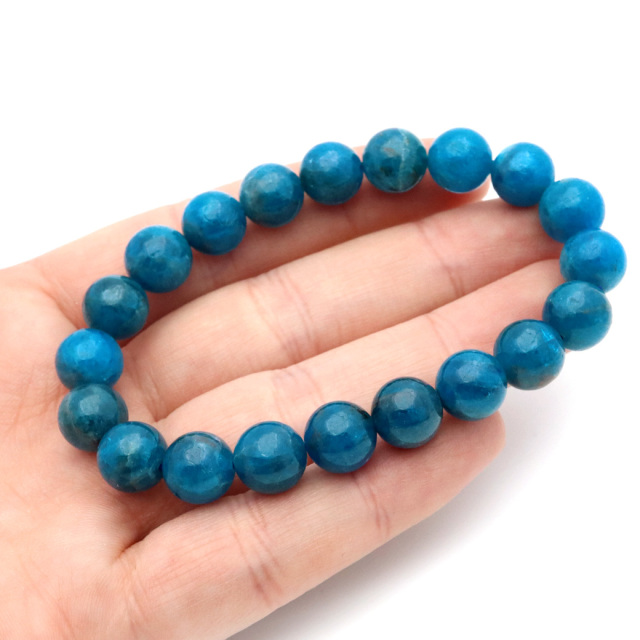 ブルー アパタイト ブレスレット ブラジル産 天然石 1点物 パワーストーン apatite