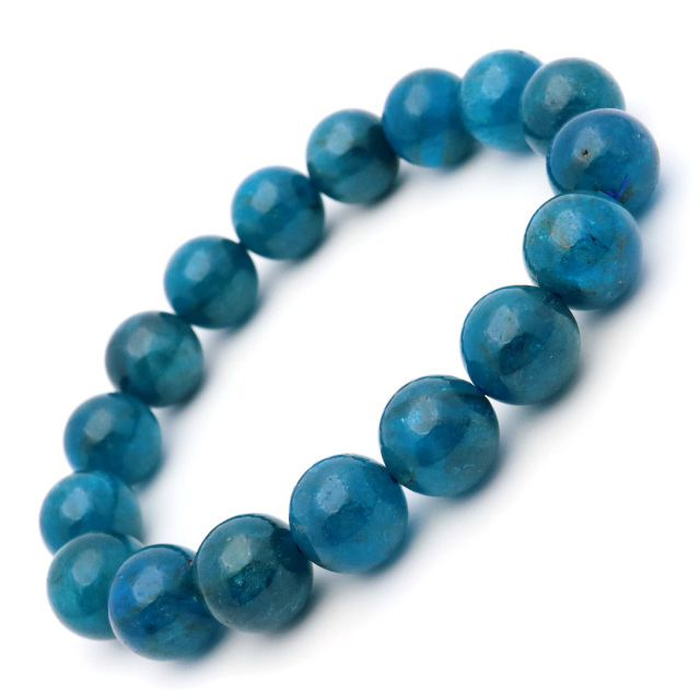 ブルー アパタイト ブレスレット ブラジル産 天然石 1点物 パワーストーン apatite