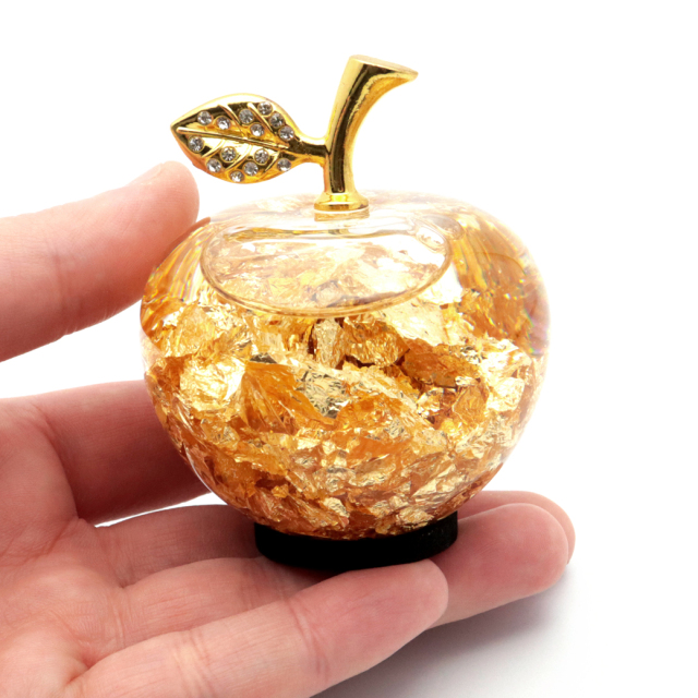 黄金のリンゴ 置き物 ミニサイズ 金箔入り ゴールドアップル 縁起物 林檎 箱付き 風水 幸福 幸運 敬老の日 記念日 誕生日 プレゼント