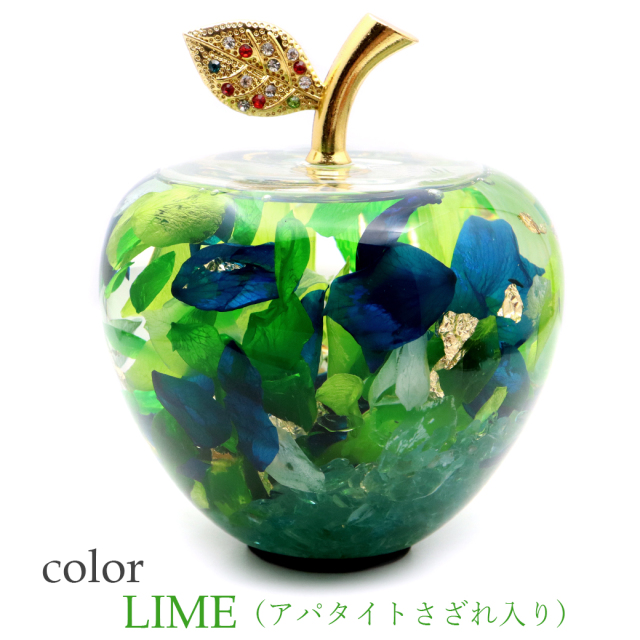 ハーバリウム リンゴ 置き物 金箔 天然石 さざれ入り お正月 縁起物 林檎 アップル 箱付き 風水 幸福 幸運