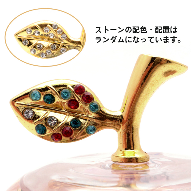 ハーバリウム リンゴ 置き物 ミニサイズ 金箔 天然石 ラリマー 水晶 さざれ入り お正月 縁起物