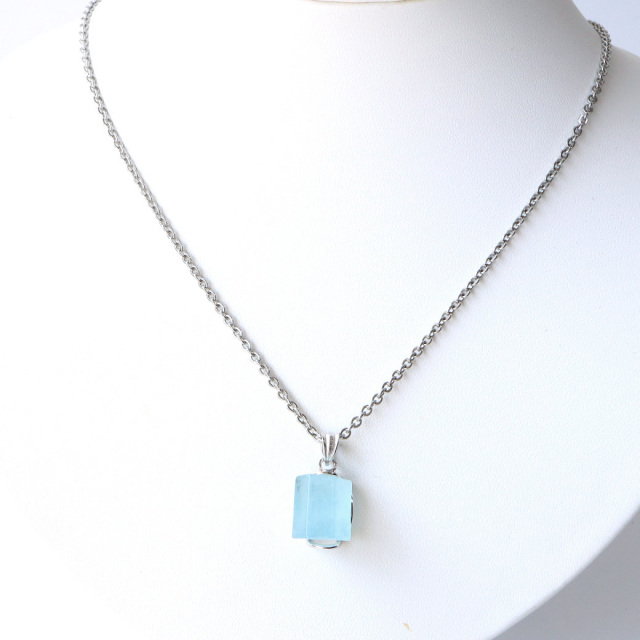 アクアマリン 原石 ポリッシュ ペンダント Silver925 チェーン付き