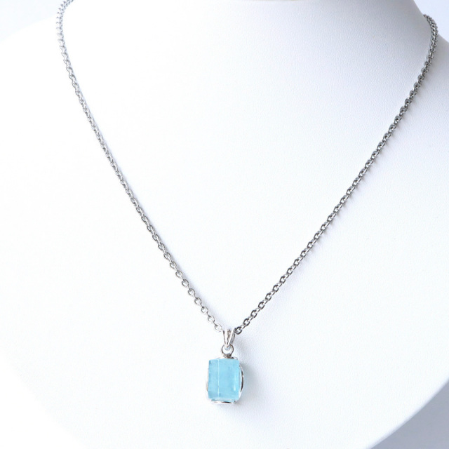 アクアマリン 原石 ポリッシュ ペンダント Silver925 チェーン付き