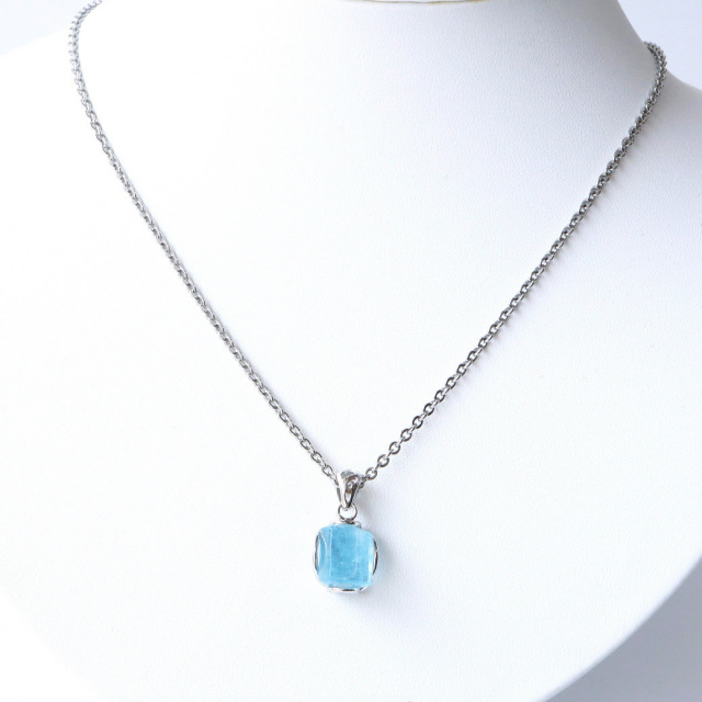 アクアマリン 原石 ポリッシュ ペンダント Silver925 チェーン付き