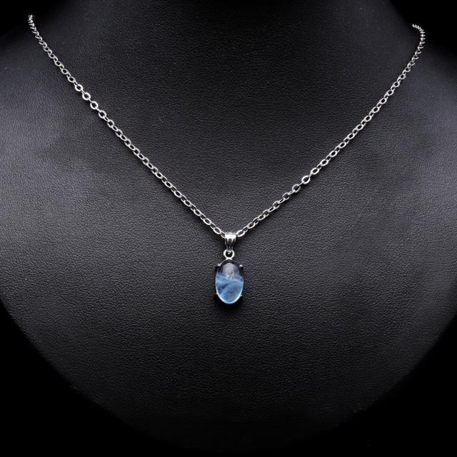 アクアマリン ペンダント 天然石 ネックレス マリンブルー Silver925 1点物 3月 誕生石 藍柱石 ベリル