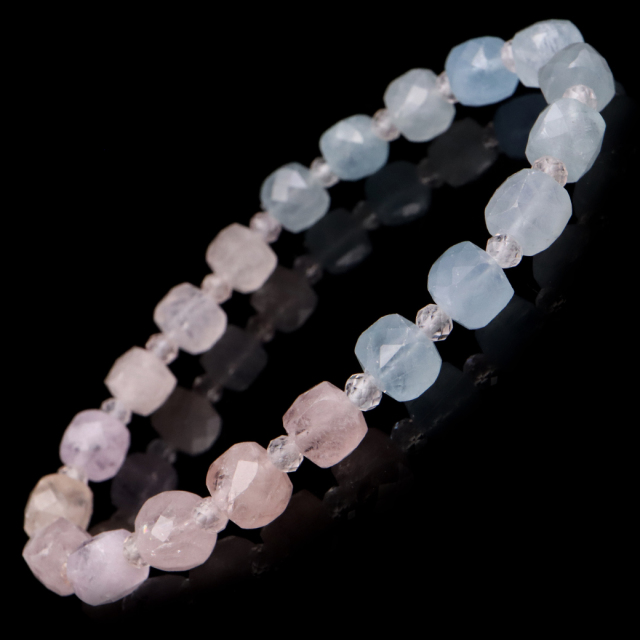 アクアマリン モルガナイト ブレスレット レディース ピンクアクア  