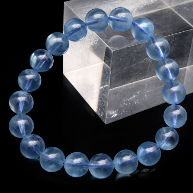 アクアマリン ブレスレット AAA 9.5mm 3月 誕生石 天然石 パワーストーン 1点もの Aquamarine