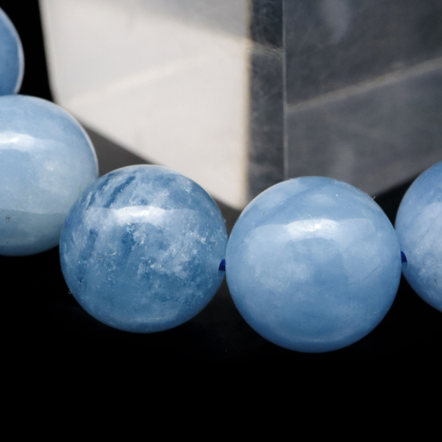 アクアマリン ブレスレット A 13mm 3月 誕生石 天然石 パワーストーン 1点もの Aquamarine クリスマス プレゼント