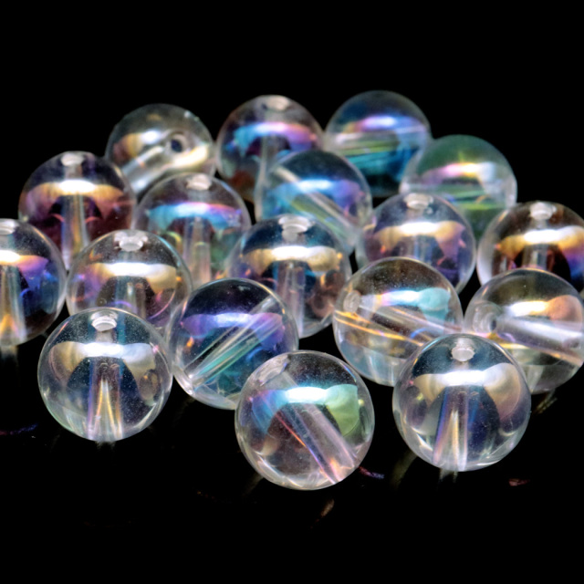 水晶 レインボーオーラ クォーツ 10mm 粒売り ビーズ バラ売り 1粒売り 天然石 パワーストーン エンジェルオーラ