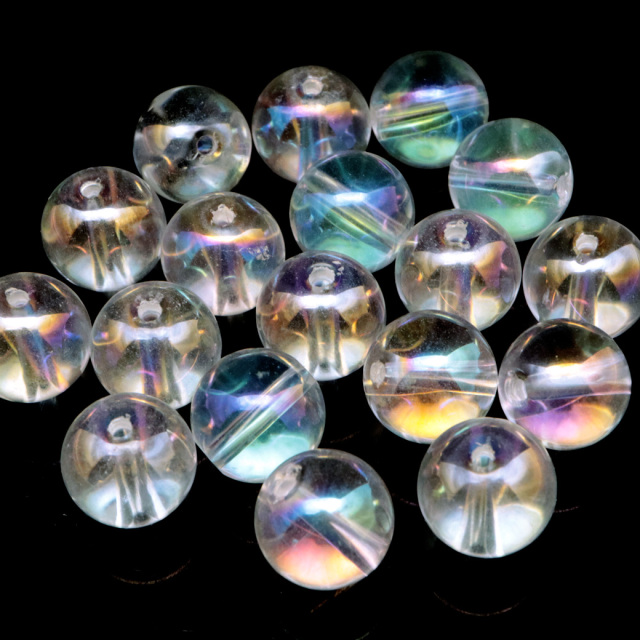水晶 レインボーオーラ クォーツ 10mm 粒売り ビーズ バラ売り 1粒売り 天然石 パワーストーン エンジェルオーラ