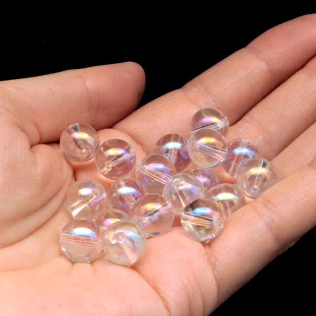 水晶 レインボーオーラ クォーツ 10mm 粒売り ビーズ バラ売り 1粒売り 天然石 パワーストーン エンジェルオーラ