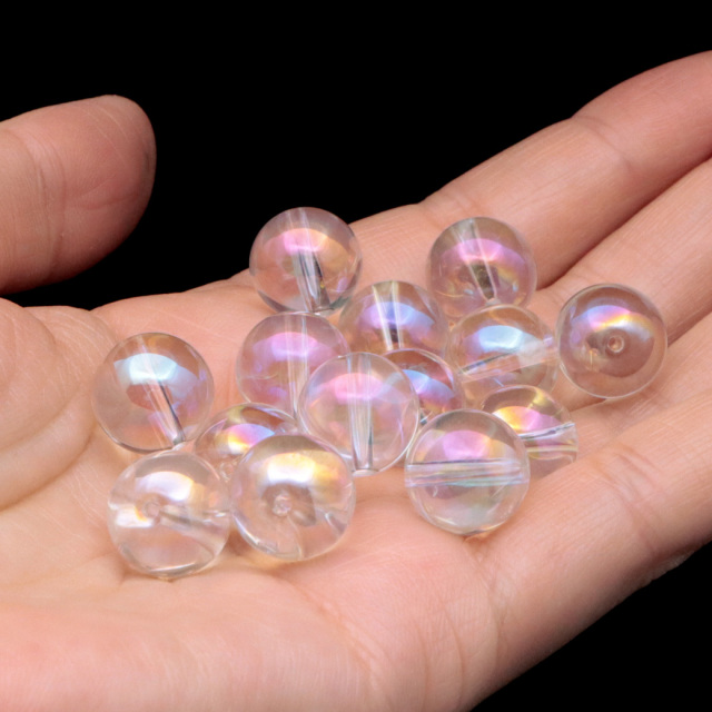 水晶 レインボーオーラ クォーツ 1２mm 粒売り ビーズ バラ売り 1粒売り 天然石 パワーストーン エンジェルオーラ