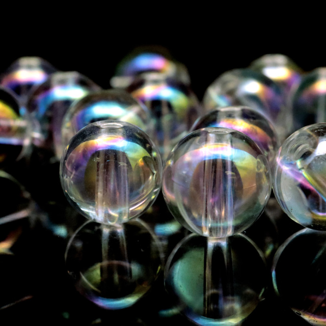 水晶 レインボーオーラ クォーツ 6mm 粒売り ビーズ バラ売り 1粒売り 天然石 パワーストーン エンジェルオーラ