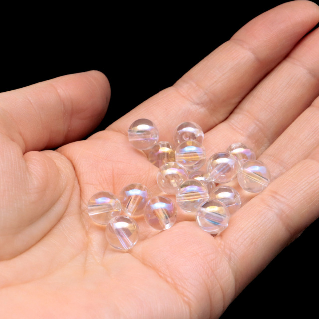 水晶 レインボーオーラ クォーツ 8mm 粒売り ビーズ バラ売り 1粒売り 天然石 パワーストーン エンジェルオーラ