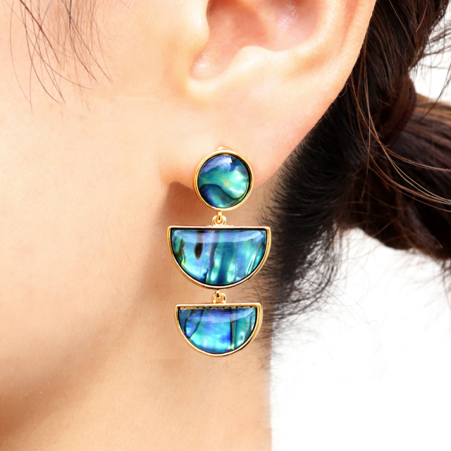 パウアシェル ピアス レディース かわいい おしゃれ スタッド 両耳用 3