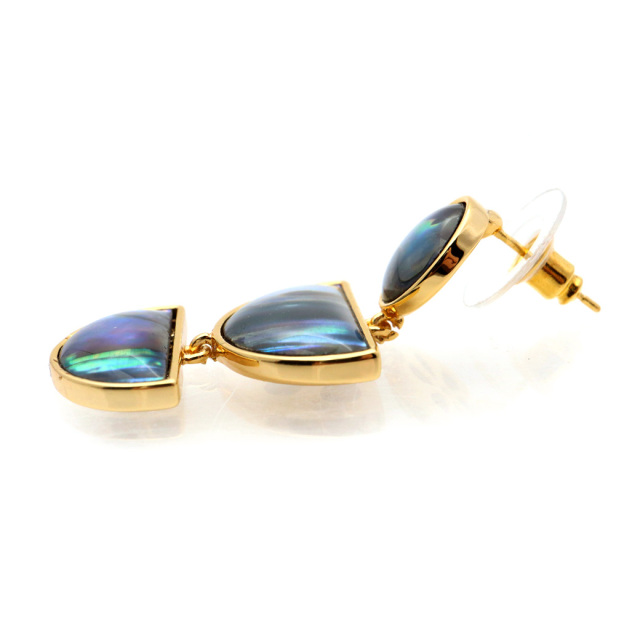 パウアシェル ピアス レディース かわいい おしゃれ スタッド 両耳用 3連 アワビ アバロンシェル SILVER925 パーツカラー ゴールド