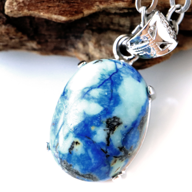 アズライトインバライト ネックレス 天然石 ペンダント ペルー産 自然の造形美 Silver925 チェーン付き