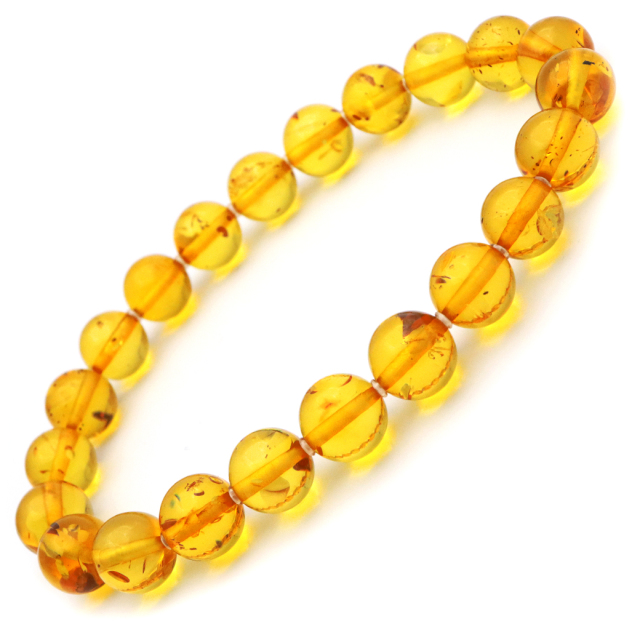 琥珀 アンバー ブレスレット 8mm ナチュラルカラー リトアニア バルト海産 バルティックアンバー  こはくamber