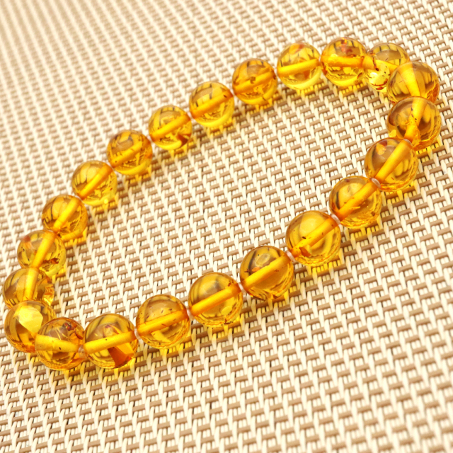 琥珀 アンバー ブレスレット 8mm ナチュラルカラー リトアニア バルト海産 バルティックアンバー  こはくamber