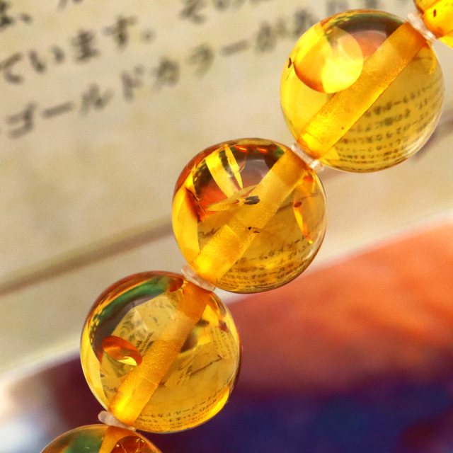 琥珀 アンバー ブレスレット 8mm ナチュラルカラー リトアニア バルト海産 バルティックアンバー  こはくamber