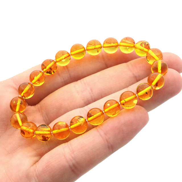 琥珀 アンバー ブレスレット 8mm ナチュラルカラー リトアニア バルト海産 バルティックアンバー  こはくamber