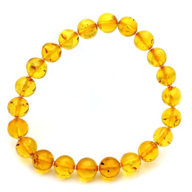琥珀 アンバー ブレスレット 8mm ナチュラルカラー リトアニア バルト海産 バルティックアンバー  こはくamber