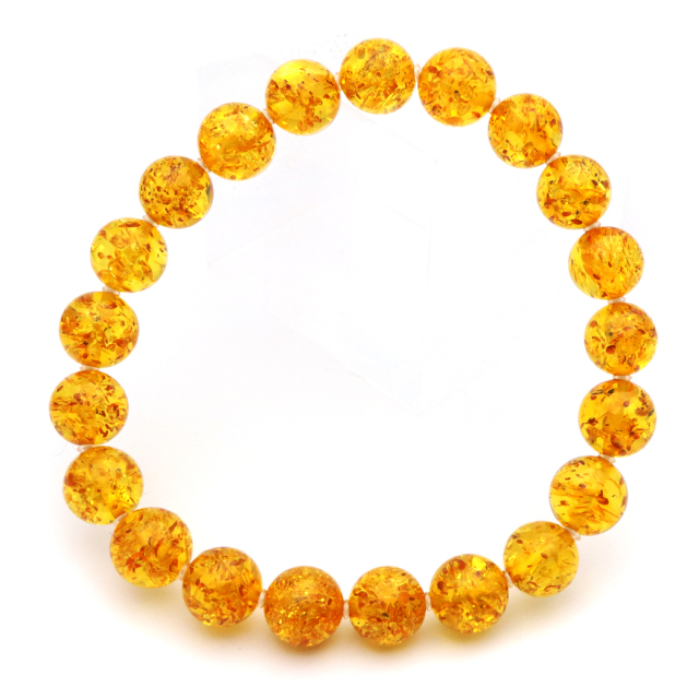 琥珀 アンバー ブレスレット 8mm ナチュラルカラー リトアニア バルト海産 バルティックアンバー  こはくamber
