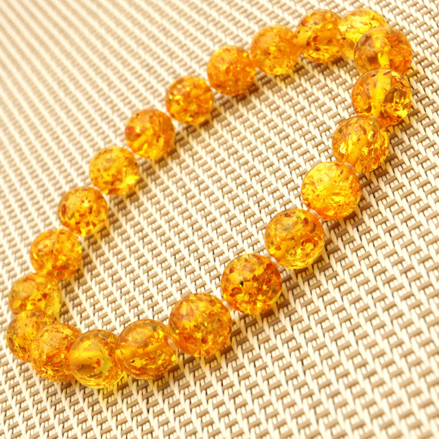琥珀 アンバー ブレスレット 8mm ナチュラルカラー リトアニア バルト海産 バルティックアンバー  こはくamber