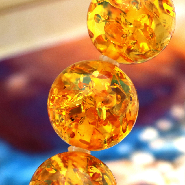 琥珀 アンバー ブレスレット 8mm ナチュラルカラー リトアニア バルト海産 バルティックアンバー  こはくamber